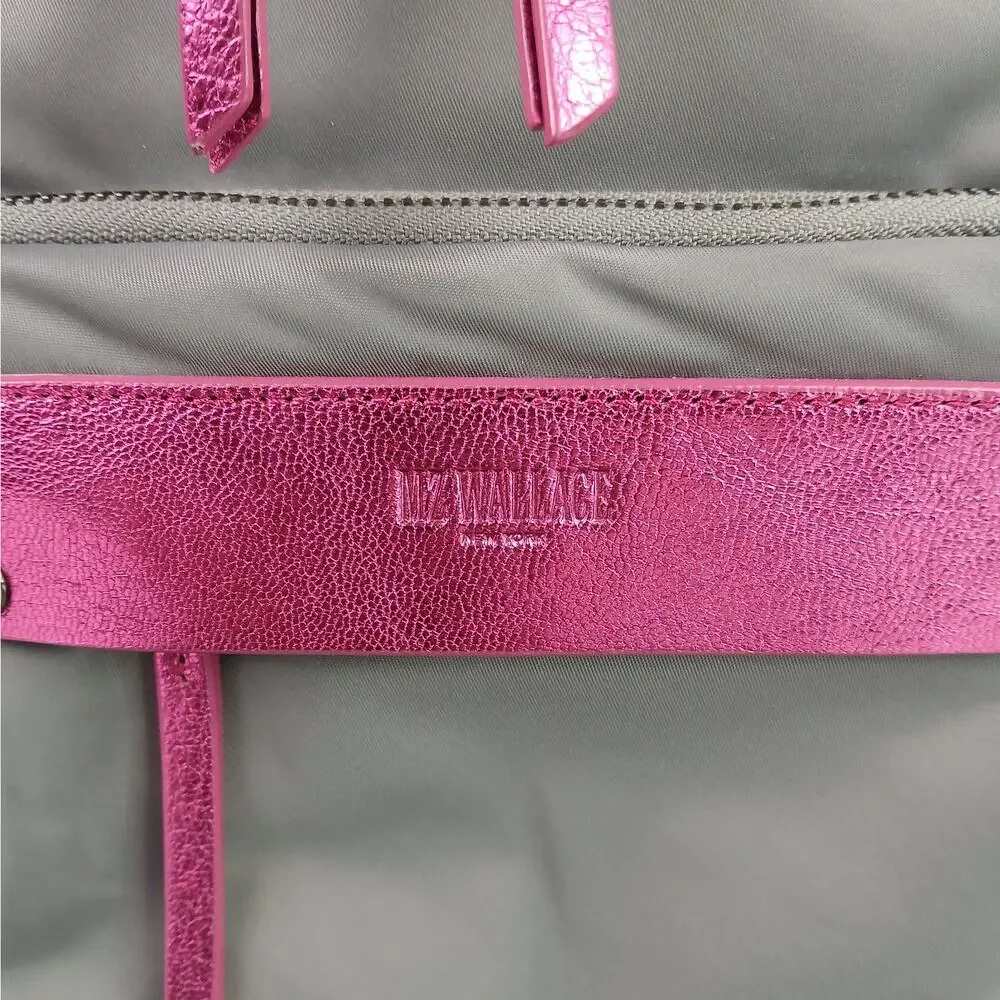 MZ Wallace Small Madison Backpack Durable Nylon Ash & Pink Metallic Inner Pouch